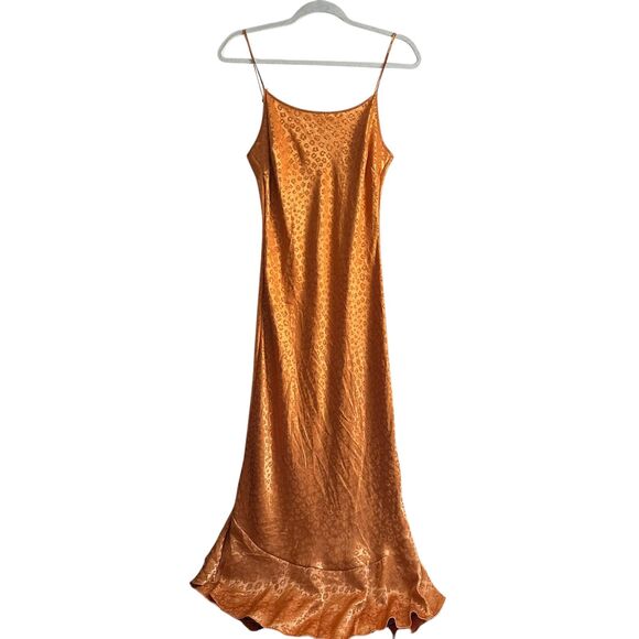 JOIE Dalvin Leopard Jacquard Midi Slip Dress Copper Large - Picture 2 of 7
